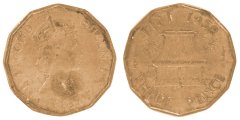 Fiji 3 Pence Coin, 1958, KM #22, Mint, Queen Elizabeth II, Hut