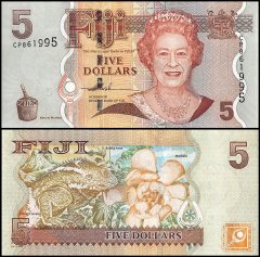 Fiji 5 Dollars Banknote, 2007, P-110A, UNC, Queen Elizabeth II