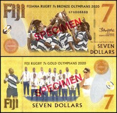Fiji 7 Dollars Banknote, 2022, P-122s, UNC, Specimen, Commemorative, Polymer