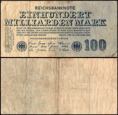 Germany 100 Milliarden - Billion Mark Banknote, 1923, P-126, Used