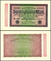 Germany 20,000 Mark Banknote, 1923, P-85a, XF-Extremely Fine