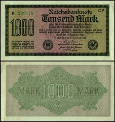 Germany 1,000 Mark Banknote, 1922, P-76h, UNC
