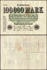 Germany 100,000 Mark Banknote, 1923, P-91b, Used