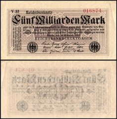Germany 5 Milliarden - Billion Mark Banknote, 1923, P-123, Used