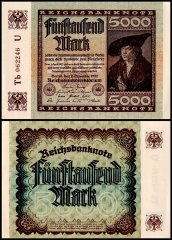 Germany 5,000 Mark Banknote, 1922, P-81d, UNC