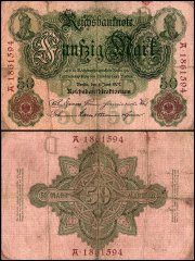 Germany 50 Mark Banknote, 1907, P-29, Used