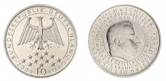 Germany Federal Republic 10 Euro Silver Coin, 2005, KM #239, Mint, Commemorative, 200th Anniversary of Death of Friedrich von Schiller