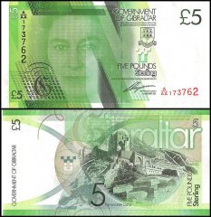 Gibraltar 5 Pounds Banknote, 2011, P-35, UNC, Queen Elizabeth II