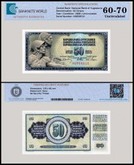 Yugoslavia 50 Dinara Banknote, 1968, P-83b, UNC, TAP 60-70 Authenticated