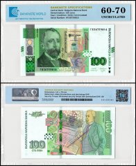 Bulgaria 100 Leva Banknote, 2018, P-120b, UNC, TAP 60-70 Authenticated