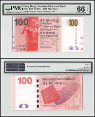 Hong Kong 100 Dollars, 2014, P-299d, Standard Chartered Bank, PMG 66