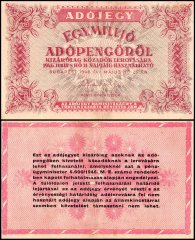 Hungary 1 Million Adopengo Banknote, 1946, P-140c, Used