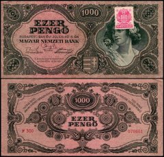 Hungary 1,000 Pengo Banknote, 1945, P-118b.1, Used