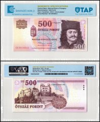 Hungary 500 Forint Banknote, 2013, P-196e, UNC, TAP Authenticated