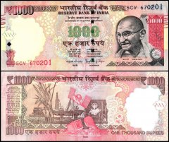 India 1,000 Rupees Banknote, 2016, P-107s, UNC, Plate Letter L