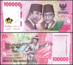 Indonesia 100,000 Rupiah Banknote, 2023, P-168b, UNC