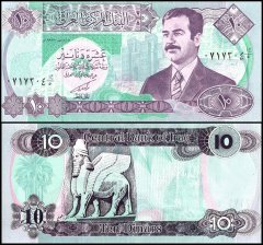 Iraq 10 Dinars Banknote, 1992 (AH1412), P-81a.2, UNC