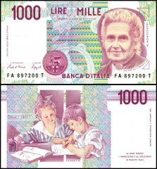 Italy 1,000 Lire Banknote, 1990, P-114a, UNC