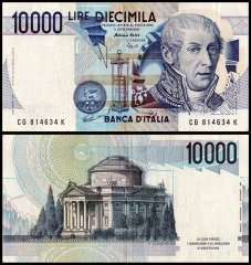 Italy 10,000 Lire Banknote, 1984, P-112c, Used