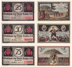 Kahla 25-75 Pfennig 3 Pieces Notgeld Set, 1921, Mehl # 668.2, UNC