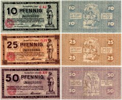 Kolberg 10 - 50 Pfennig 3 Pieces Notgeld Set, 1921, Tieste #3565, UNC