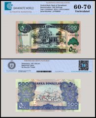 Somaliland 500 Shillings Banknote, 2011, P-6h, UNC, TAP 60 - 70 Authenticated