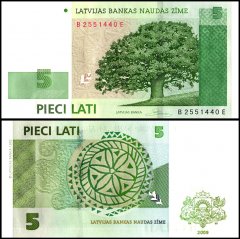 Latvia 5 Lati Banknote, 2009, P-53c, UNC