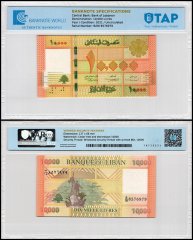 Lebanon 10,000 Livres Banknote, 2021, P-92c, UNC, TAP Authenticated