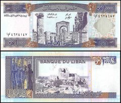 Lebanon 10,000 Livres Banknote, 1993, P-70, UNC