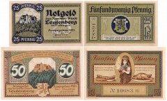 Leutenberg 25 - 50 Pfennig 2 Pieces Notgeld Set, 1921, Mehl #796, UNC