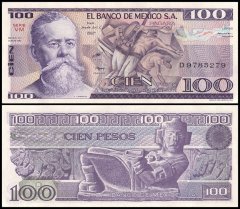 Mexico 100 Pesos Banknote, 1982, P-74c.27, UNC, Series VM