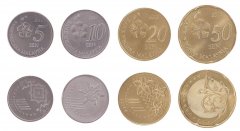 Malaysia 5 - 50 Sen, 4 Piece Coin Set, 2012, KM # 201 - 204, Mint, Flower