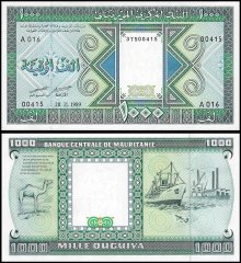 Mauritania 1,000 Ouguiya Banknote, 1989, P-3E, UNC, Unissued