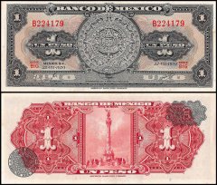 Mexico 1 Peso Banknote, 1970, P-59l, UNC, Series BIG