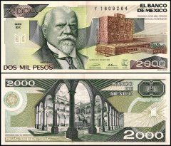 Mexico 2,000 Pesos Banknote, 1989, P-86c.1, UNC, Series EK