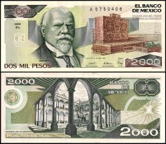 Mexico 2,000 Pesos Banknote, 1989, P-86c.1, UNC, Series EL