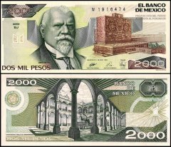 Mexico 2,000 Pesos Banknote, 1989, P-86c.11, UNC, Series EJ