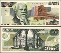 Mexico 2,000 Pesos Banknote, 1989, P-86c.6, UNC, Series DN