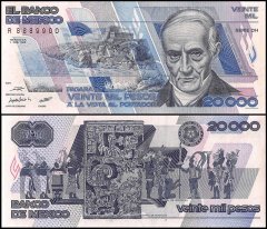 Mexico 20,000 Pesos Banknote, 1988, P-92a, UNC, Series-DH
