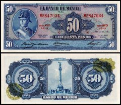 Mexico 50 Pesos Banknote, 1963, P-49o.8, UNC, Series AVO