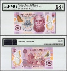 Mexico 50 Pesos, 2015, P-123Ae, Series Q, Polymer, PMG 68