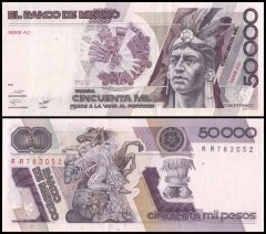 Mexico 50,000 Pesos Banknote, 1987, P-93a.4, UNC, Series AD
