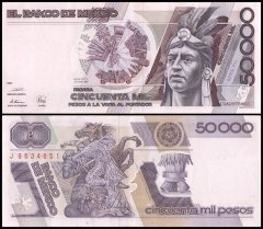 Mexico 50,000 Pesos Banknote, 1989, P-93b.1, UNC, Series FH
