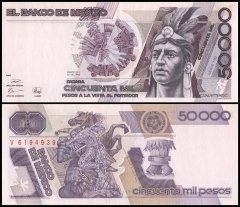 Mexico 50,000 Pesos Banknote, 1990, P-93b.5, UNC, Series HB