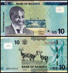 Namibia 10 Namibia Dollars Banknote, 2015, P-16a.1, UNC