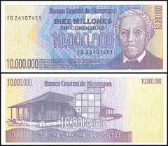 Nicaragua 10 Million Cordobas Banknote, 1990, P-166, UNC