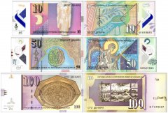 North Macedonia 10-100 Denari 3 Pieces Full Banknote Set, 2018-2022, P-26-29, UNC