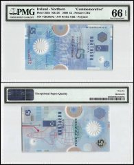 Northern Ireland 5 Pounds, 2000, P-203b, Prefix Y2K, Polymer, PMG 66