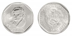 Peru 1 Sol Coin, 2020, KM #4013, Mint, Commemorative, Juan Pablo Viscardo y Guzman, Coat of Arms