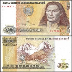 10 Intis Ricardo Palma F F Banknote 1987 Peru P129 UNC Indian farmers 